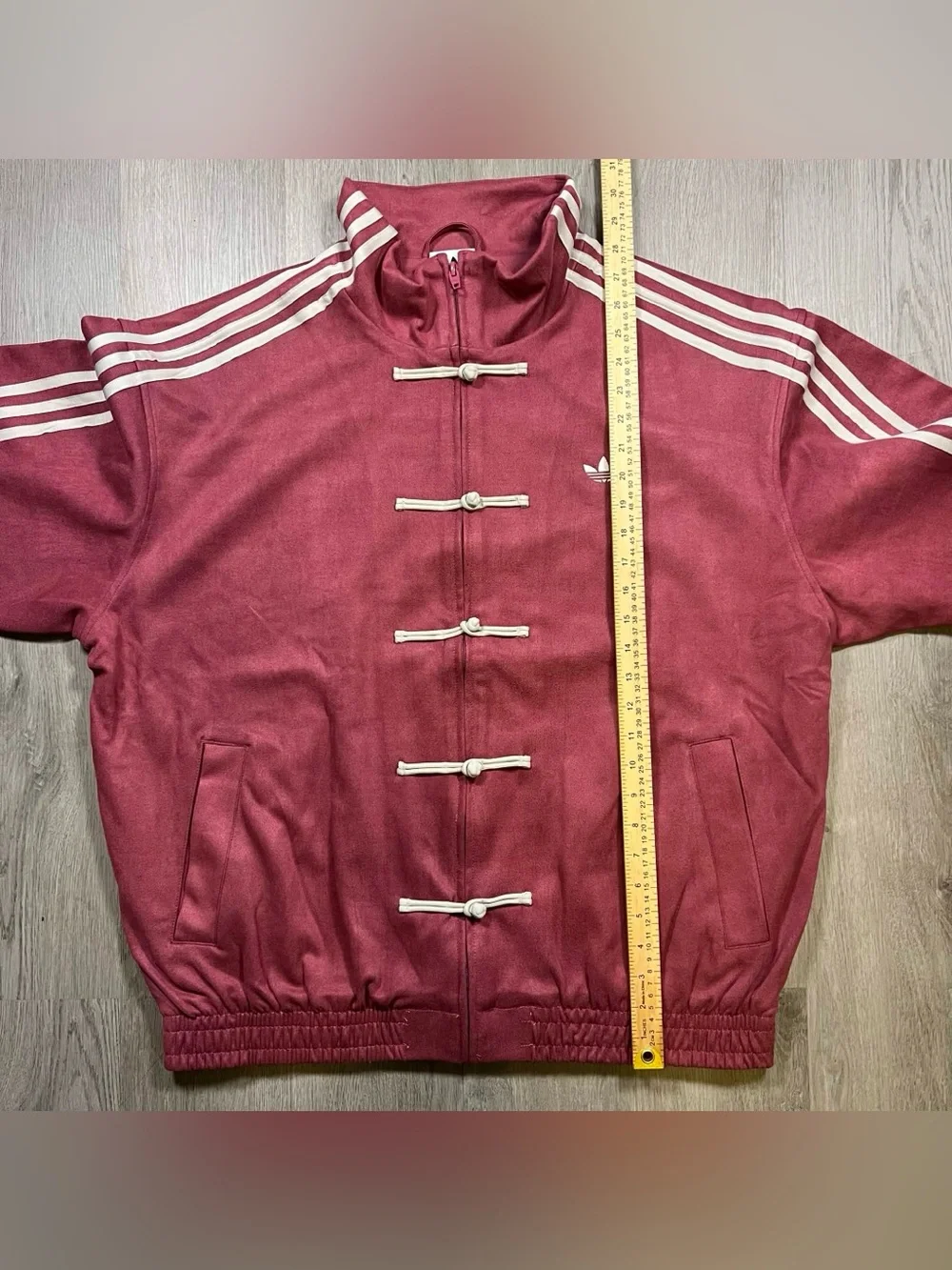 Adidas Men’s Burgundy Chinese Track Jacket with White Trim